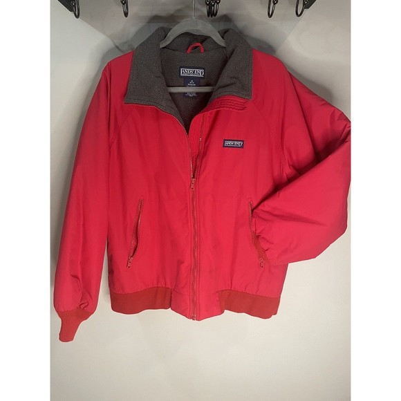 Lands’ End Aircore-200 Polartec Fleece Lined Red/Gray Jacket - Medium, 10-12 - Picture 1 of 7